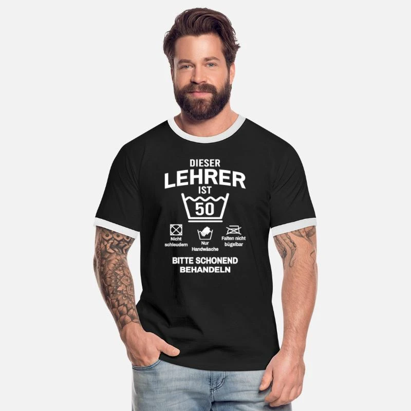'50. Geburtstag Lehrer Lustig 50 Jahre' Männer Ringer T-Shirt | Spreadshirt 4 '50. Geburtstag Lehrer Lustig 50 Jahre' Männer Ringer T-Shirt | Spreadshirt – Bild 2