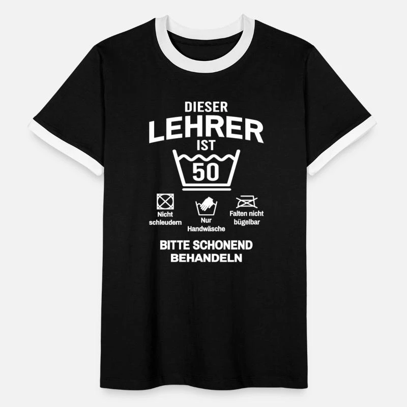 '50. Geburtstag Lehrer Lustig 50 Jahre' Männer Ringer T-Shirt | Spreadshirt 7 '50. Geburtstag Lehrer Lustig 50 Jahre' Männer Ringer T-Shirt | Spreadshirt – Bild 5