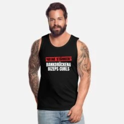 'Fitness Spruch Bankdrücken Bizeps Curls Kraftsport' Männer Premium Tanktop | Spreadshirt -Steman Clothing Shop fitness spruch bankdruecken bizeps curls kraftsport maenner premium tanktop 1