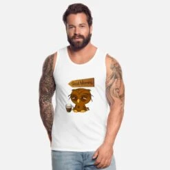 'Good Morning Owl' Männer Premium Tanktop | Spreadshirt -Steman Clothing Shop good morning owl maenner premium tanktop 1