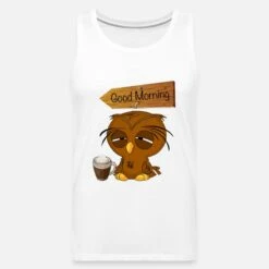 'Good Morning Owl' Männer Premium Tanktop | Spreadshirt -Steman Clothing Shop good morning owl maenner premium tanktop 6