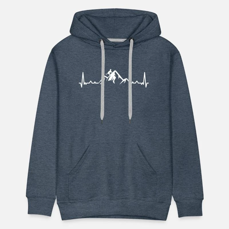 'Heartbeat-Berg Und Katze -' Männer Premium Hoodie | Spreadshirt 5 'Heartbeat-Berg Und Katze -' Männer Premium Hoodie | Spreadshirt – Bild 3