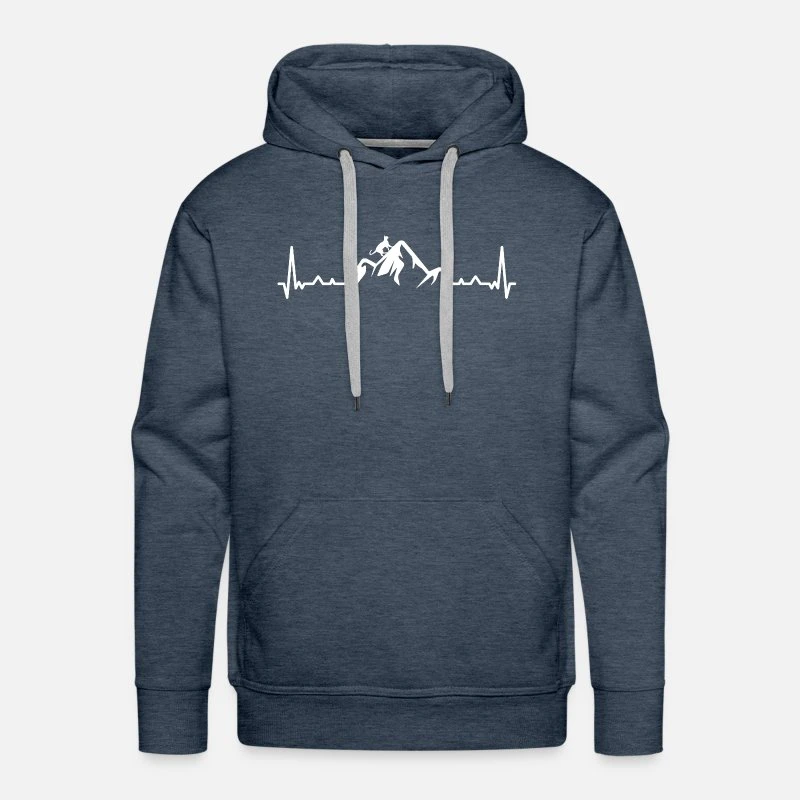 'Heartbeat-Berg Und Katze -' Männer Premium Hoodie | Spreadshirt 7 'Heartbeat-Berg Und Katze -' Männer Premium Hoodie | Spreadshirt – Bild 5