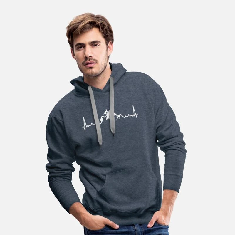 'Heartbeat-Berg Und Katze -' Männer Premium Hoodie | Spreadshirt 3 'Heartbeat-Berg Und Katze -' Männer Premium Hoodie | Spreadshirt