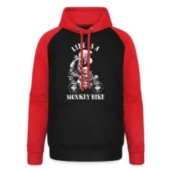 'Life Is A Monkey Bike' Unisex Baseball Hoodie | Spreadshirt -Steman Clothing Shop life is a monkey bike unisex baseball hoodie 6
