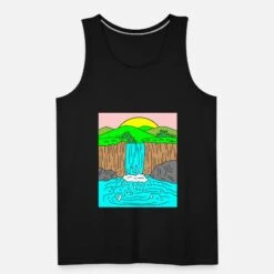 'Retro Vintage Wasserfall Bunte Natur' Männer Premium Tanktop | Spreadshirt -Steman Clothing Shop retro vintage wasserfall bunte natur maenner premium tanktop 4