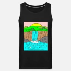 'Retro Vintage Wasserfall Bunte Natur' Männer Premium Tanktop | Spreadshirt -Steman Clothing Shop retro vintage wasserfall bunte natur maenner premium tanktop 6