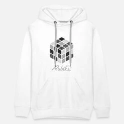 'Rubik's Cube Monochromer Zauberwürfel' Männer Premium Hoodie | Spreadshirt -Steman Clothing Shop rubiks cube monochromer zauberwuerfel maenner premium hoodie 2