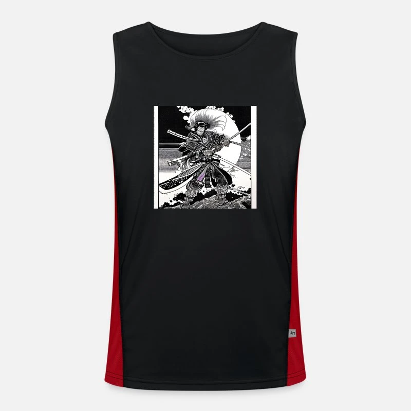 James & Nicholson 'schwarz Weiß Manga Anime Samurai Japan Otaku' Funktionelles Kontrast-Tank Top Für Männer| Spreadshirt 4 James & Nicholson 'schwarz Weiß Manga Anime Samurai Japan Otaku' Funktionelles Kontrast-Tank Top Für Männer| Spreadshirt – Bild 2