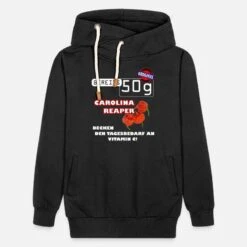 'Tagesbedarf Vitamin Carolina Reaper Chili Humor' Unisex Schalkragen Hoodie | Spreadshirt -Steman Clothing Shop tagesbedarf vitamin carolina reaper chili humor unisex schalkragen hoodie 4