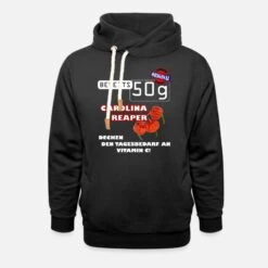 'Tagesbedarf Vitamin Carolina Reaper Chili Humor' Unisex Schalkragen Hoodie | Spreadshirt -Steman Clothing Shop tagesbedarf vitamin carolina reaper chili humor unisex schalkragen hoodie 6