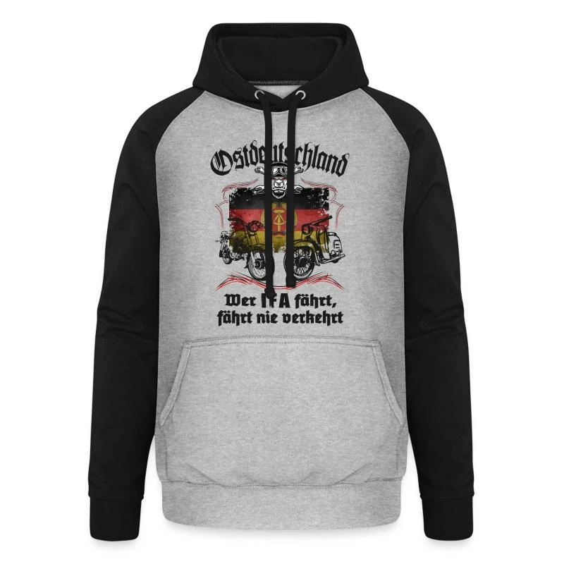 'Wer IFA Fährt.... S51 - Schwalbe DDR Moped VEB' Unisex Baseball Hoodie | Spreadshirt 4 'Wer IFA Fährt.... S51 - Schwalbe DDR Moped VEB' Unisex Baseball Hoodie | Spreadshirt – Bild 2